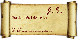 Janki Valéria névjegykártya